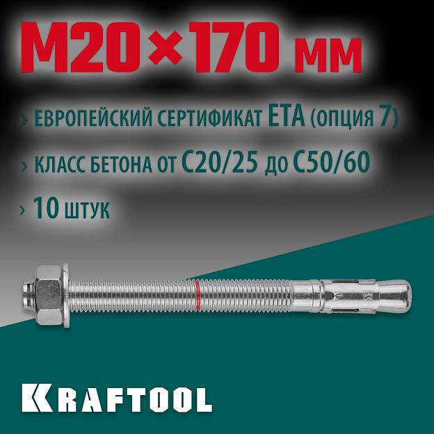 KRAFTOOL ETA Опция 7, М20 х 170, 10 шт, клиновой анкер (302184-20-170) фото 2