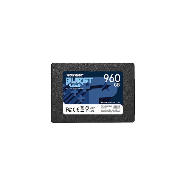 SSD накопитель Patriot Burst Elite PBE960GS25SSDR 960ГБ, 2.5", SATA III, SATA фото 1
