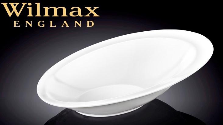 Салатник овальный 210*145 мм. 150 мл. h=25/55 мм. скошенный край Wilmax /4/48/ фото 1
