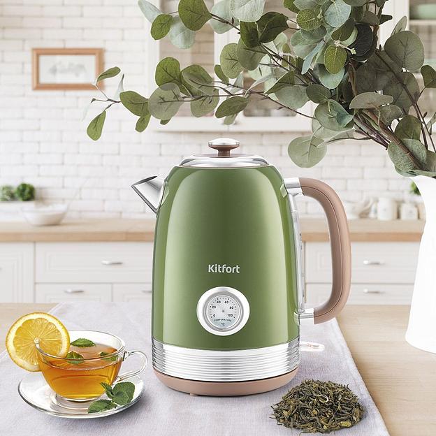 Чайник электрический Kitfort KT-6110 1.7л. 2200Вт зеленый (корпус: нержавеющая сталь) фото 5