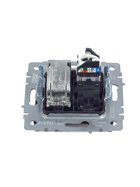 IEK BR-AK20-1-K46 BRITE Роз. двойная TV+RJ45 кат.5E РТВ/РК12-БрС сталь фото 5