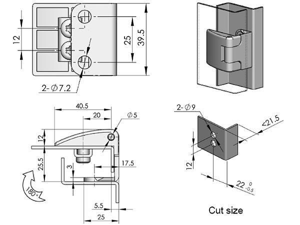 Петля наружная CL202-2 чёрная фото 2