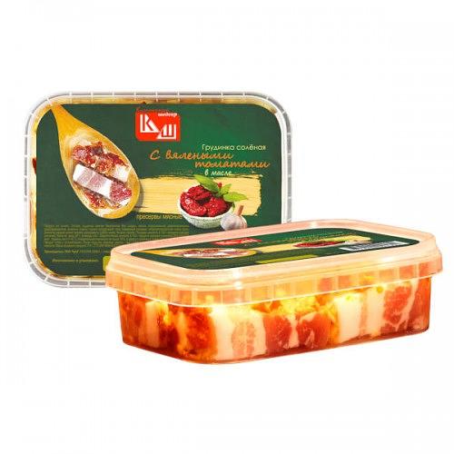 Грудинка солёная без шкуры «С вялеными томатами в масле с чесноком» ОПТ фото 1
