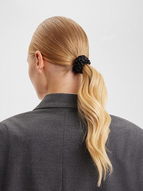 Шёлковая резинка для волос Basic «Black Shine» ОПТ фото 2