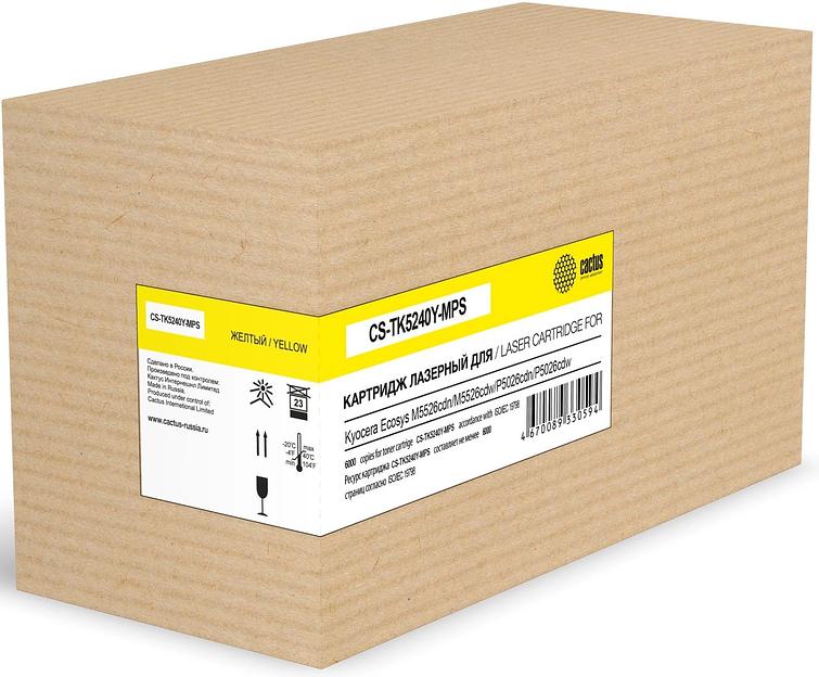 Картридж лазерный Cactus CS-TK5240Y-MPS желтый (6000стр.) для Kyocera Ecosys M5526cdn/M5526cdw/P5026cdn/P5026cdw фото 1