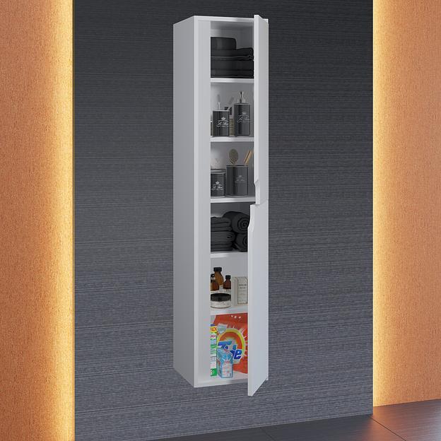 Шкаф-пенал для ванной Uperwood Modul, подвесной, с дверцами, матовый, белый фото 2