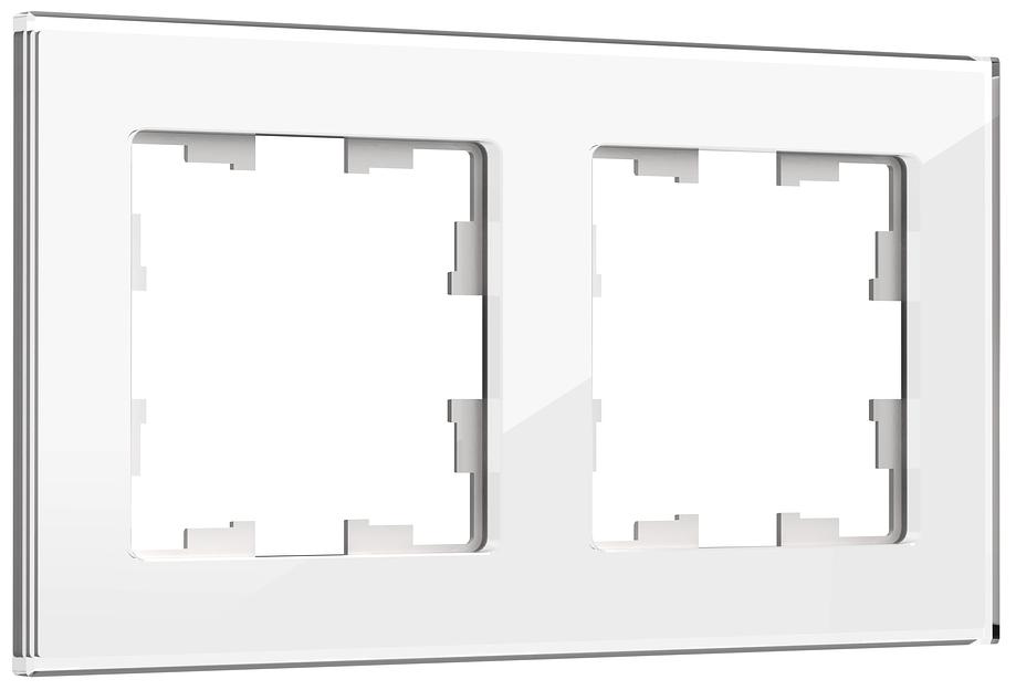 BRITE Рамка 2 поста РУ-2-2-БрБ стекло белый фото 1