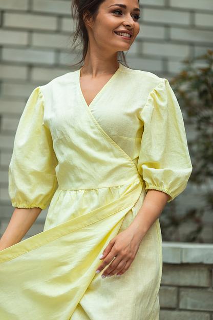 Льняное платье на запах фото 5