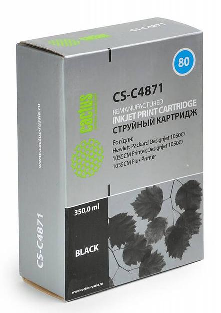 Картридж струйный Cactus CS-C4871 №80 черный для HP DJ 1050C/1055CM/1000 фото 1
