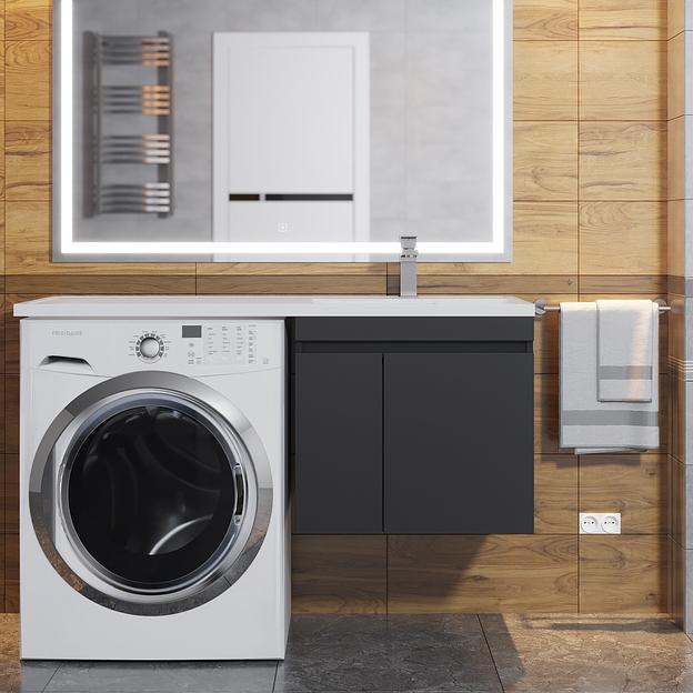 Тумба под стиральную машину Uperwood Magenta, 60 см, подвесная, черная, с дверцами фото 5