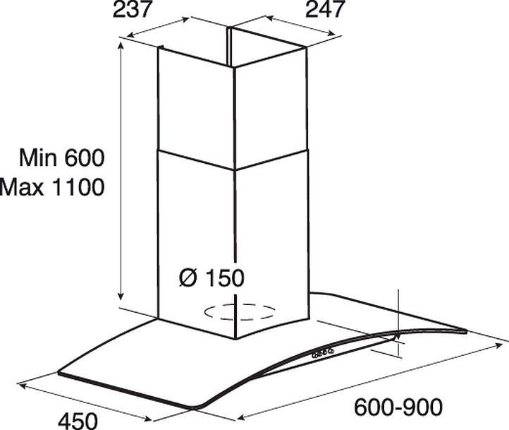 Вытяжка каминная Jet Air Tory P 60 INX нержавеющая сталь управление: кнопочное (1 мотор) фото 2