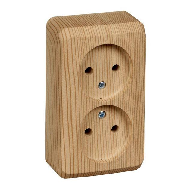 Systeme electric PA16-005D ЭТЮД О/У двойная РОЗЕТКА без заземления без шторок 16А 250B, СОСНА, Россия фото 1