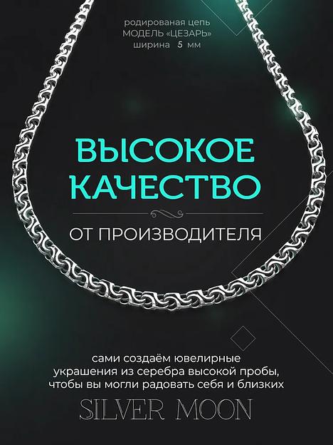 Silver Moon Цепочка на тело «Цезарь», родированная, серебро 925, ювелирная серебряная цепь на шею фото 2