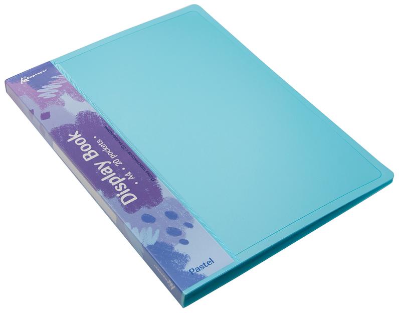 Папка с 20 прозр.вклад. Бюрократ Pastel PAST20BLUE A4 пластик 0.5мм торц.карм с бум. встав голубой фото 3