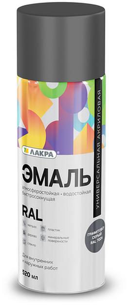 Эмаль аэрозольная акриловая Лакра RAL 7004 Светло-серая 520мл фото 1