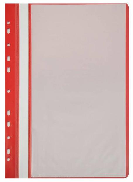 Папка-скоросшиватель Бюрократ -PS10RED A4 10 вкладышей боков.перф. пластик красный 0.12/0.16 фото 1