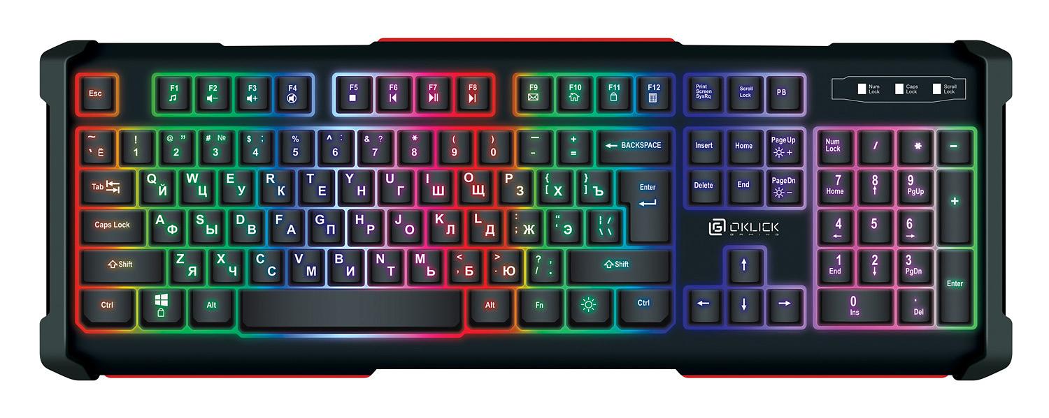 Клавиатура Оклик 717G BLACK DEATH черный/серый USB Multimedia for gamer LED фото 1