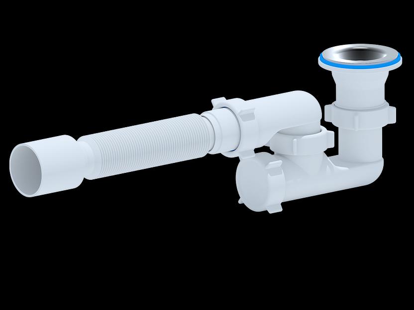 Сифон для душевого поддона АНИ 1 1/2'x40 регулируемый с гибкой трубой 40х50 фото 1