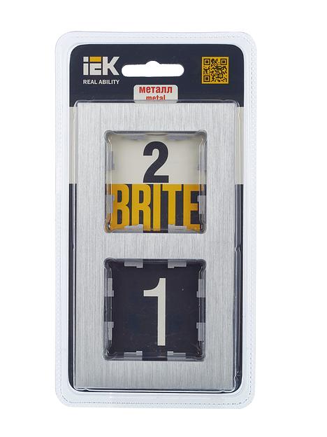 BRITE Рамка 2 поста РУ-2-1-БрА металл алюминий фото 5