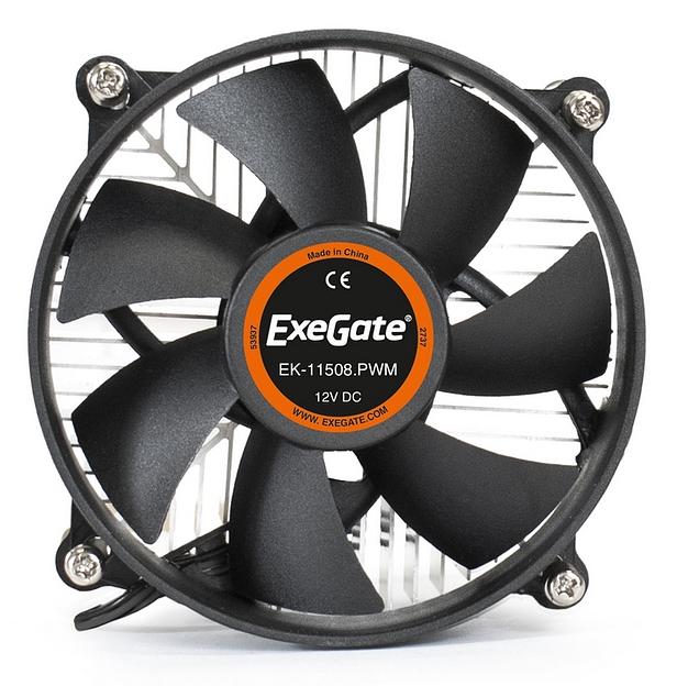 Exegate EX286141RUS Кулер ExeGate EK-11508.PWM (Al, LGA1150/1151/1155/1156/1200, TDP 75W, Fan 90mm, PWM, 1200-2600RPM, Hydro bearing, 4pin, 11-24db, 285г, с термопастой, на винтах, Retail color box) фото 1