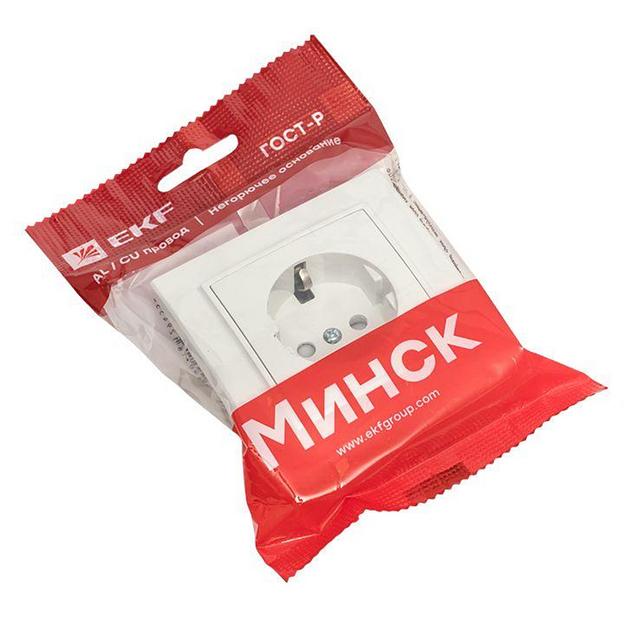 EKF ERR16-028-100 Минск Розетка 1-местная СП с заземлением 16А белая с защ. штор. EKF Basic фото 4