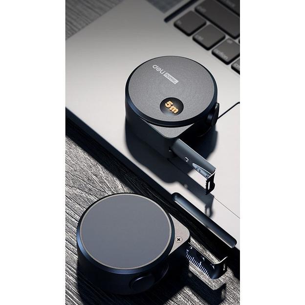 Измерительный и разметочный инструмент Deli Рулетка Home Series Black HT8519 5м х 19мм, эксклюзивный дизайн, корпус - высококачественный софттач пластик фото 8