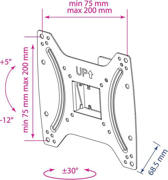 Кронштейн для телевизора Kromax OPTIMA-202 черный 15"-42" макс.25кг настенный наклон фото 2