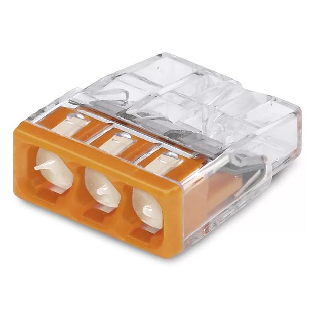 Wago 2273-243 Клемма 3-проводная (0,5-2,5 кв.мм) с пастой оранжевая (1 шт) фото 1