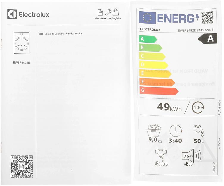 Стиральная машина Electrolux EW6F1492E пан.англ. класс: A загр.фронтальная макс.:9кг инвертор фото 10