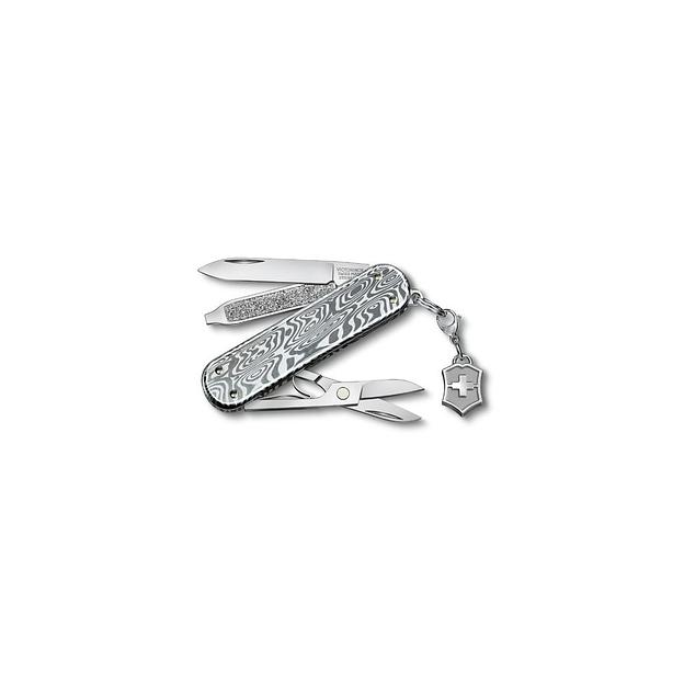 Складной нож Victorinox Classic Brilliant Damast, функций: 5, 58мм, серебристый, коробка подарочная [0.6221.34] фото 1