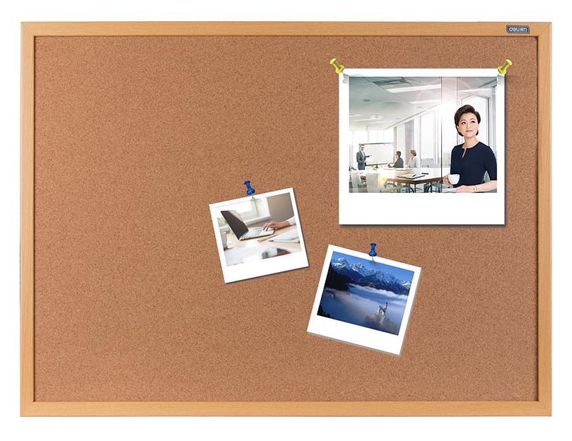 Доска пробковая Deli 8765 пробка желтый 90x120см деревянная рама фото 1