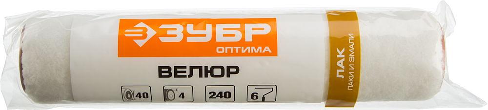 ЗУБР ОПТИМА-ВЕЛЮР, 40 х 180 мм, бюгель 6 мм, ворс 4 мм, полиэстер, для лаков и эмалей, малярный ролик (02547-18) фото 2