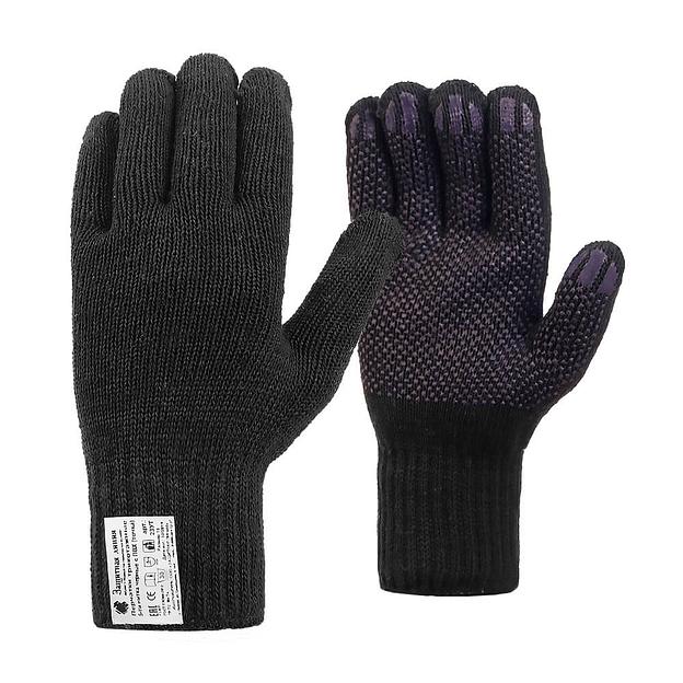 Рабочие перчатки трикотажные «Супер люкс» с ПВХ 7,5 класс вязки (70% хлопок, 30% полиэфир) чёрный, арт.23Т фото 1