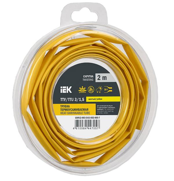 Трубка термоусадочная ТТУ нг-LS 3/1,5 желтая (2м/упак) IEK фото 1