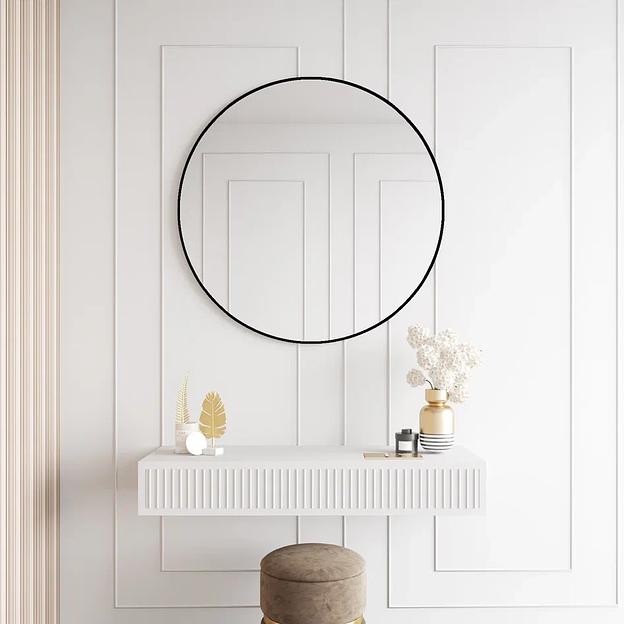 Зеркало в раме настенное круглое большое D101 см, black ОПТ фото 2