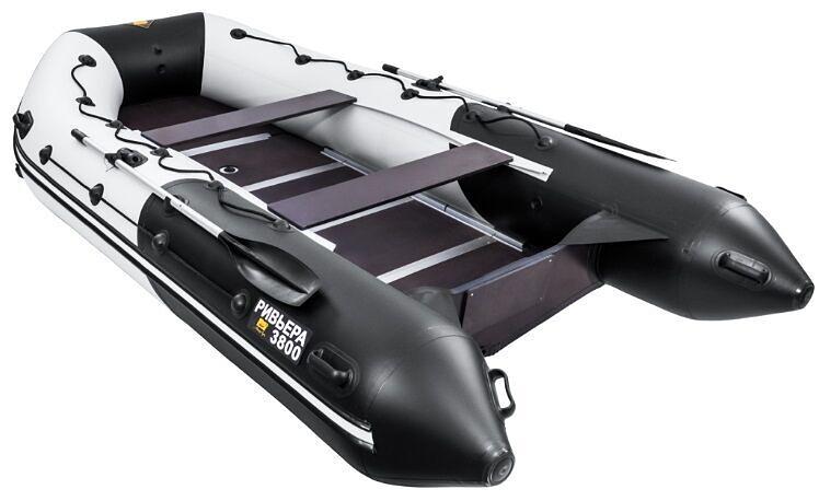 Лодка Ривьера Максима 3800 СК, 3800*2000*520 мм., цвет: серый-черный фото 1