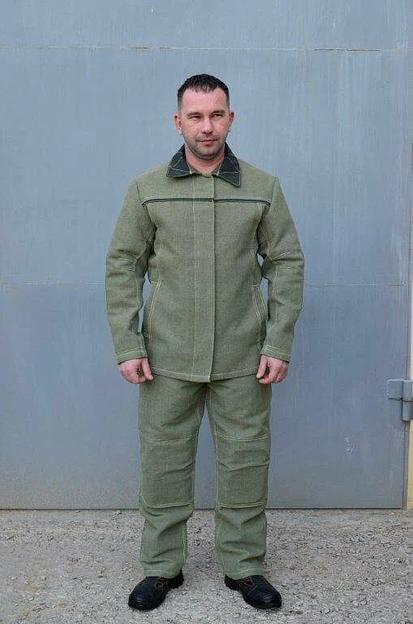 Арамидный костюм сварщика «Тогилен-2» (куртка/брюки) для защиты от искр и брызг расплавленного металла, зелёный, 52-54/182 ОПТ фото 2