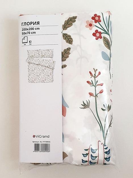 Пододеяльник евро, 2 наволочки ГЛОРИЯ (ИКЕА ГУЭЛДЭР) 200x200/50x70, цветочный принт, сатин, лиоцелл KL-77739931 фото 2