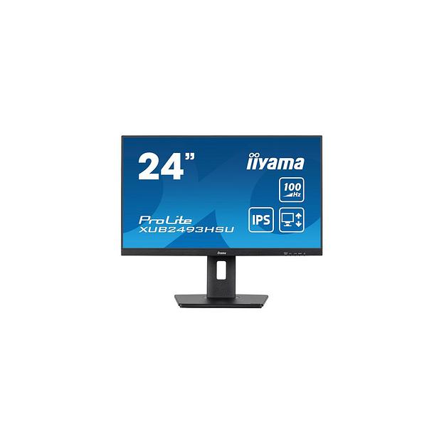 23.8" Монитор Iiyama ProLite XUB2493HSU-B7, 1920x1080, IPS, 100Гц, 1хHDMI, 1хDP, черный фото 1