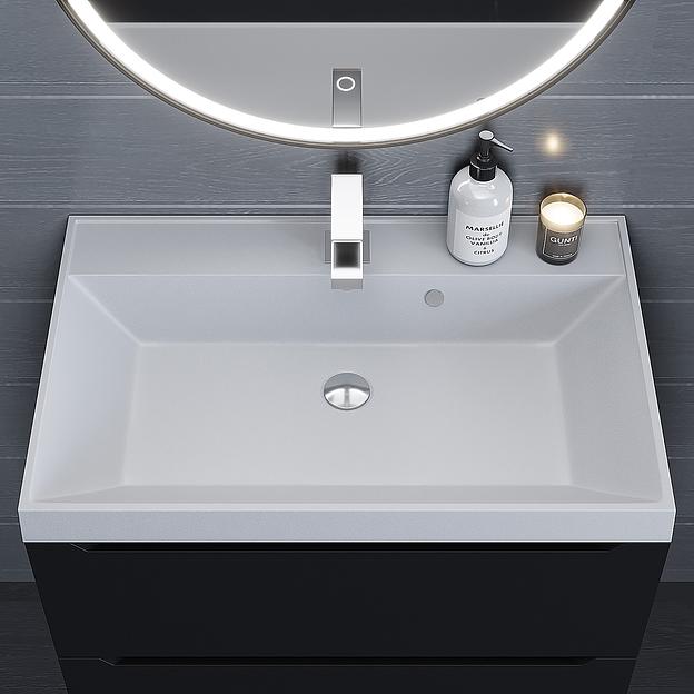 Раковина кварцевая для ванной комнаты Uperwood Classic Quartz 70 см, белая матовая, жасмин фото 3