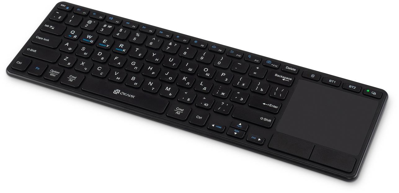 Клавиатура Оклик K614W черный USB беспроводная slim Multimedia Touch (1979327) фото 5
