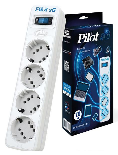 Сетевой фильтр Pilot SG 4x8 7м (4 розетки) белый (коробка) фото 1