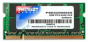 Модуль памяти для ноутбука SODIMM 2GB PC6400 DDR2 PSD22G8002S PATRIOT фото 1