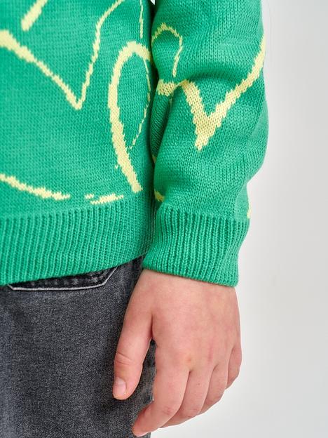 Джемпер «Сердечки» зелёный, для девочек ОПТ фото 10