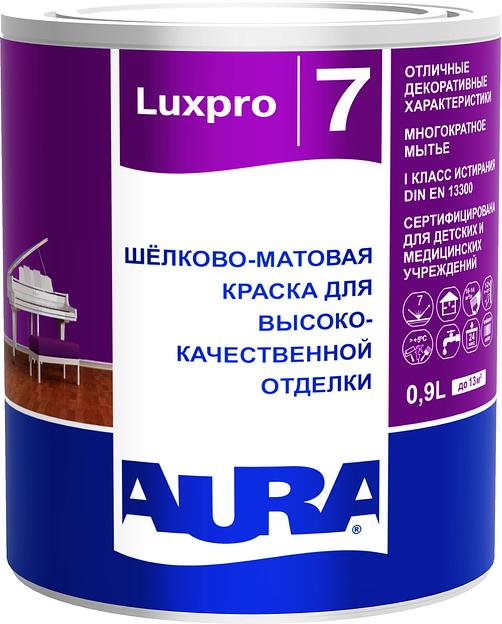 Краска шёлково-матовая для высококачественной отделки "AURA LUXPRO 7" 0,9л База TR фото 1
