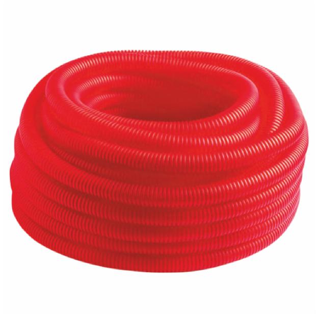 Труба гофрированная MVI Ду20 (внутр.18мм), красная (бухта 50м) фото 1