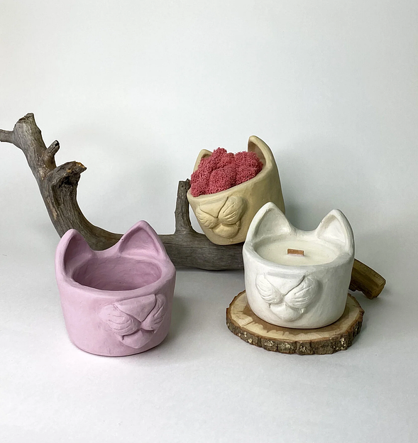  Кашпо-подсвечник Кот Бегемот из скульптурной смеси, опт фото 1