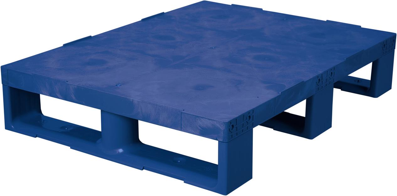 Паллет 800х600х150 сплошной, на 3-х полозьях синий фото 1