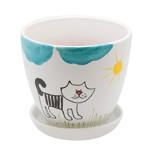 Керамический горшок с подставкой "Кот", 2,4л., Д170 Ш170 В160 фото 1