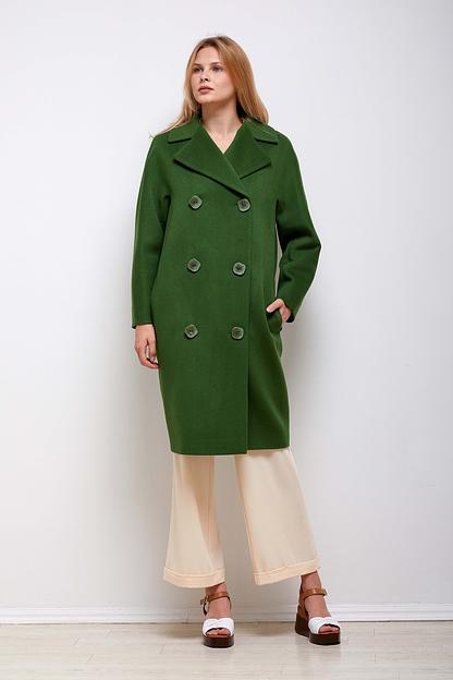 Женское демисезонное пальто двубортное Mmoda зелёный, арт.2202662-1 фото 2